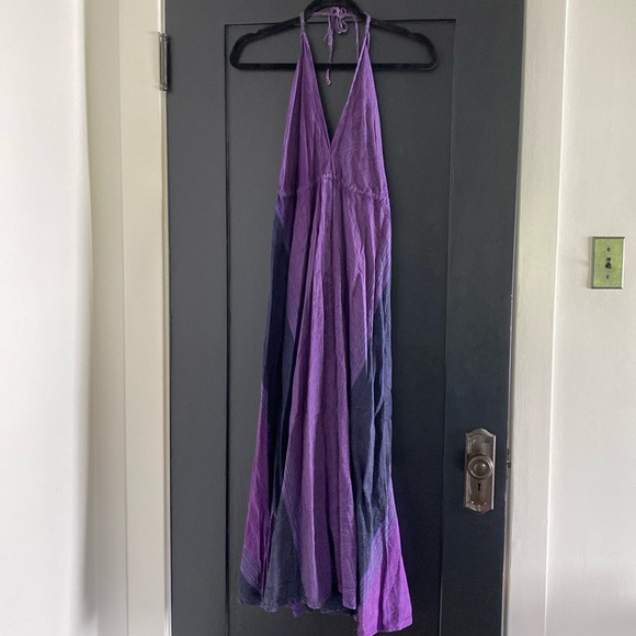 Women’s Purple Halter Flowy Maxi Cover Up Dress Sz M - Picture 1 of 5